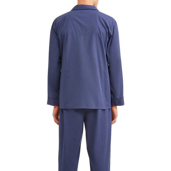 Hanes Long Sleeve, Pant Woven Pajama Set Navy Blue - Picture 2 of 6